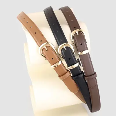 Women's Genuine Leather Belt Gold Buckle 2025
