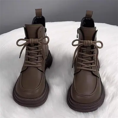 Women's Brown Velvet Leather Boots for Autumn Winter 2025