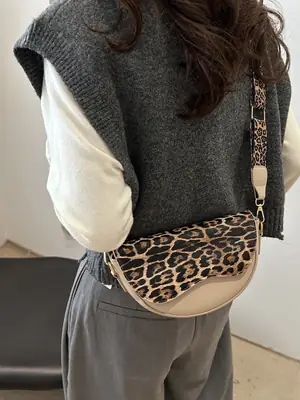 Women Leopard Print Crossbody Bag Large Capacity