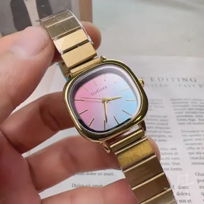 Women's Square Steel Watch with Luxurious Blue Dial