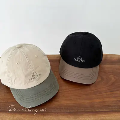 Women's Peaceful Embroidered Baseball Cap Black Beige Brown