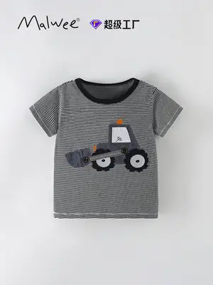 Cross-border Striped T-Shirt for Boys European American Casual Wear