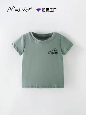 Malwee Boys Green Moto Graphic T-Shirt Round Neck Summer Casual