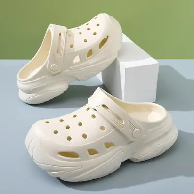 Women's White Foam Clogs with Velcro Closure