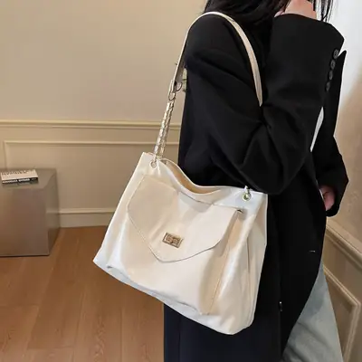White Korean Style Large Capacity Shoulder Bag for Women