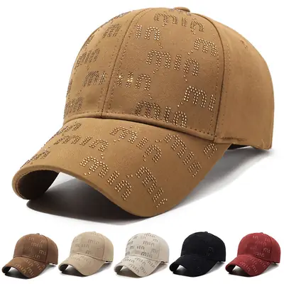 Women Black Rhinestone Baseball Cap All Season