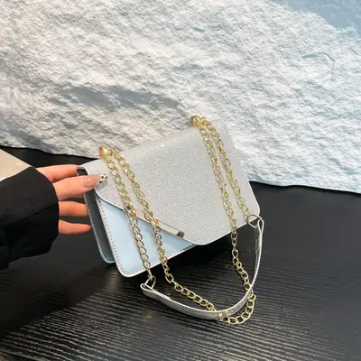 Light Grey Chain Crossbody Bag for Women