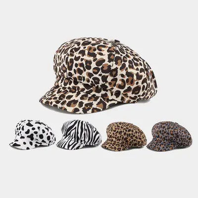 Leopard Print Octagonal Women's Cap