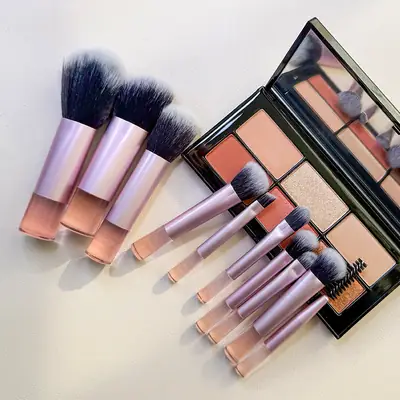 10-Piece Crystal Handle Makeup Brush Set with Blush & Powder