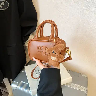 Women's Retro Handheld Bowling Bag Brown 2024