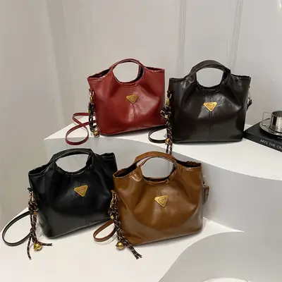 Vintage Niche Handbag Women's Wax Leather 2025
