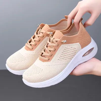 Shoes Women's 2025 New Foreign Trade Women's Shoes Casual Lace-up Socks Subnet Shoes Soft Sole sneaker Women