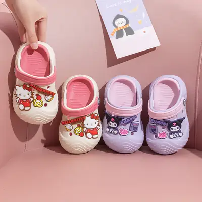 Sanrio Children's Slippers Summer Indoor Non-slip Girl Cartoon Hole Shoes Baby Bathing Toe Beach Shoes