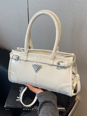 White Korean Style Shoulder Commuter Bag for Women 2025