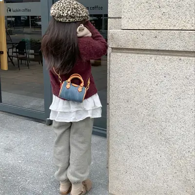New Korean Style Girls Mini Lychee Shoulder Crossbody Bag