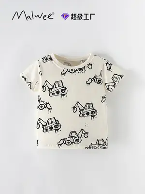 Cross-border boys T-shirt summer print round neck