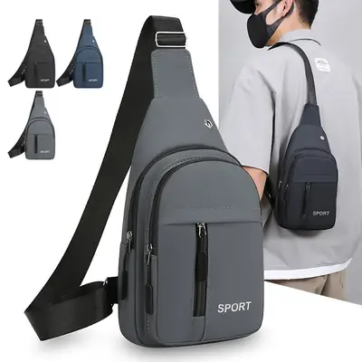 Men's Multifunctional Chest Bag Grey Sport Style