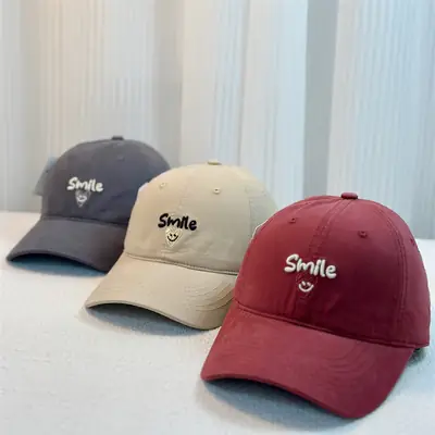 White Embroidered Baseball Cap for Women Spring Summer