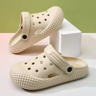 Women's Beige Black Hole Slippers Summer Wear