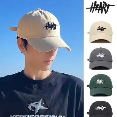 Men White Heart Print Baseball Cap 2025