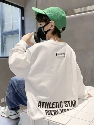 Boys Cotton Long Sleeve T-Shirt White Spring Autumn 2025