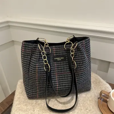 Women's Vintage Plaid Shoulder Bag 2024 Winter New