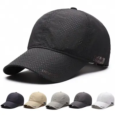 Men's Black Perforated Baseball Cap Outdoor Sports