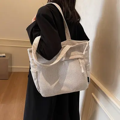 Vintage Canvas Shoulder Bag Women 2024 New Autumn Winter Ruiying Large Capacity