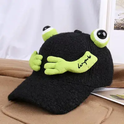 Furry Frog Cap for Girls Women Winter Warm