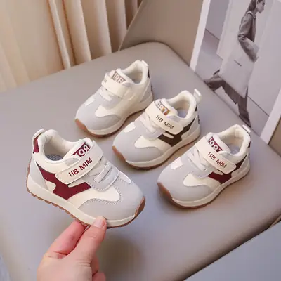 Baby Sneakers White Maroon 1-3Yrs Soft Soled