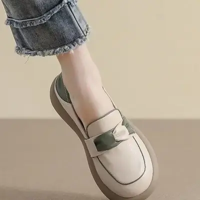 Pregnant Women's Green Slip-on Flat Shoes