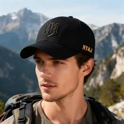 Men's Beige NY Logo Baseball Cap Outdoor Sun Hat