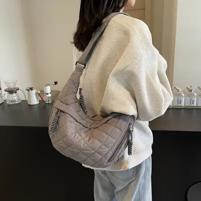 Women's Quilted Shoulder Bag 2024 Winter Lightweight Commuter