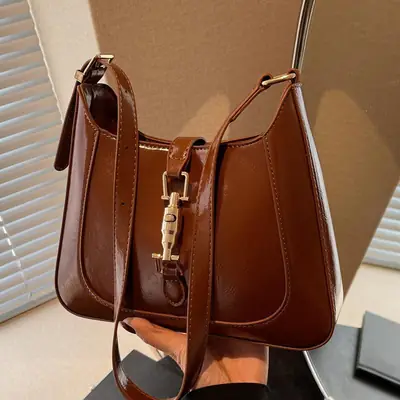 Women's Brown Leather Shoulder Bag 2025 Spring New