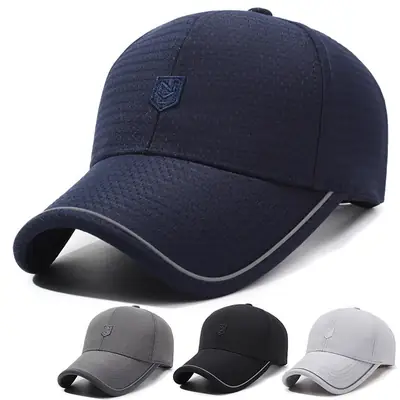 Navy Gray Men Baseball Cap with Embroidered Logo