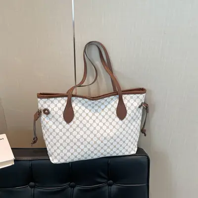 Women's Printed Shoulder Bag Large Capacity Brown White
