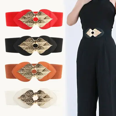 Golden Leaf Elastic Waist Belt for Women