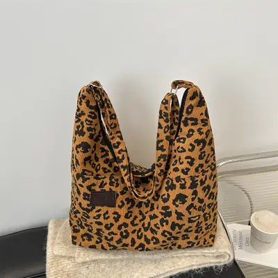 Leopard Print Large Capacity Shoulder Tote Bag 2025