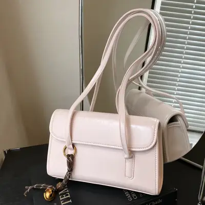 Women's Light Pink Shoulder Crossbody Bag with Gold Chain