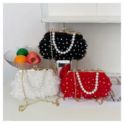 Evening Bags 2025 Cross-Border New Fashion Flower Bridage Bag Chain Single Shoulder Crosbody Handbag for Women