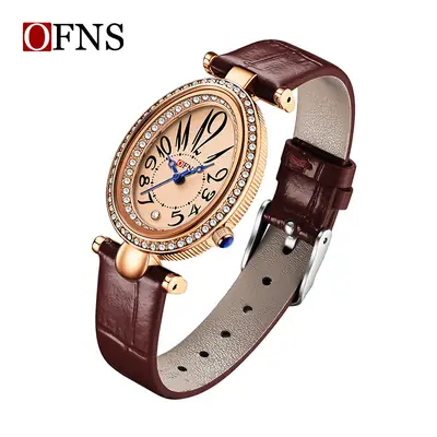 O'Fani's Quartz Watch with Rose Gold Dial and Water Resistant Belt Watch
