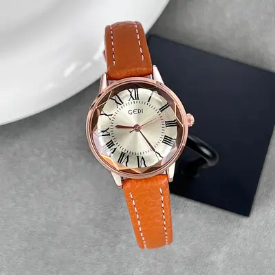 Goldie Women's Quartz Watch with Brown Leather Strap
