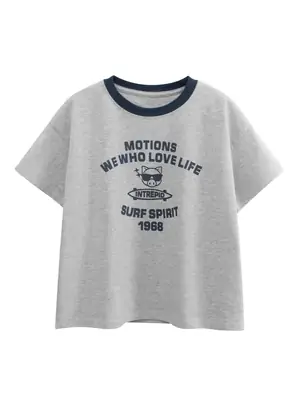 Gray Cotton T-Shirt for Boys Summer Wear