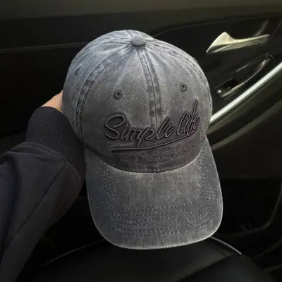 2025 Korean Style Grey Baseball Cap with Embroidered Logo