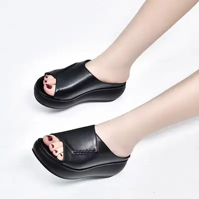 Women Thick Heel Sandals Black 2025