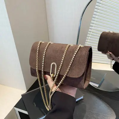 Brown French Style Shoulder Bag for Women 2024