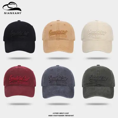 English Embroidered Baseball Cap Men Women Washable Cotton