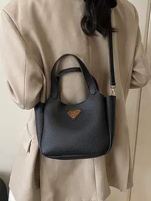 Women's Black Leather Shoulder Crossbody Bag 2025 New Arrival