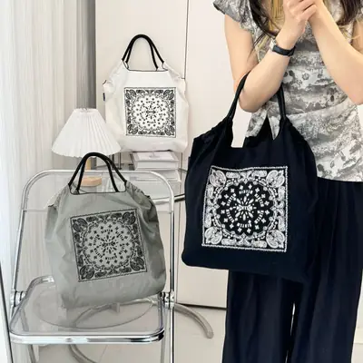 Exquisite Embroidered Nylon Shopping Bag for Women