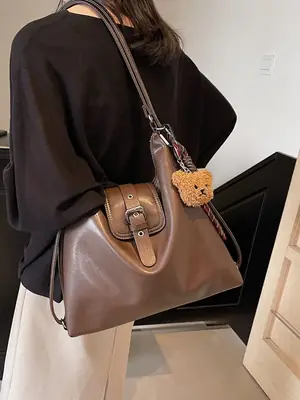 Vintage Brown Leather Shoulder Crossbody Bag for Women